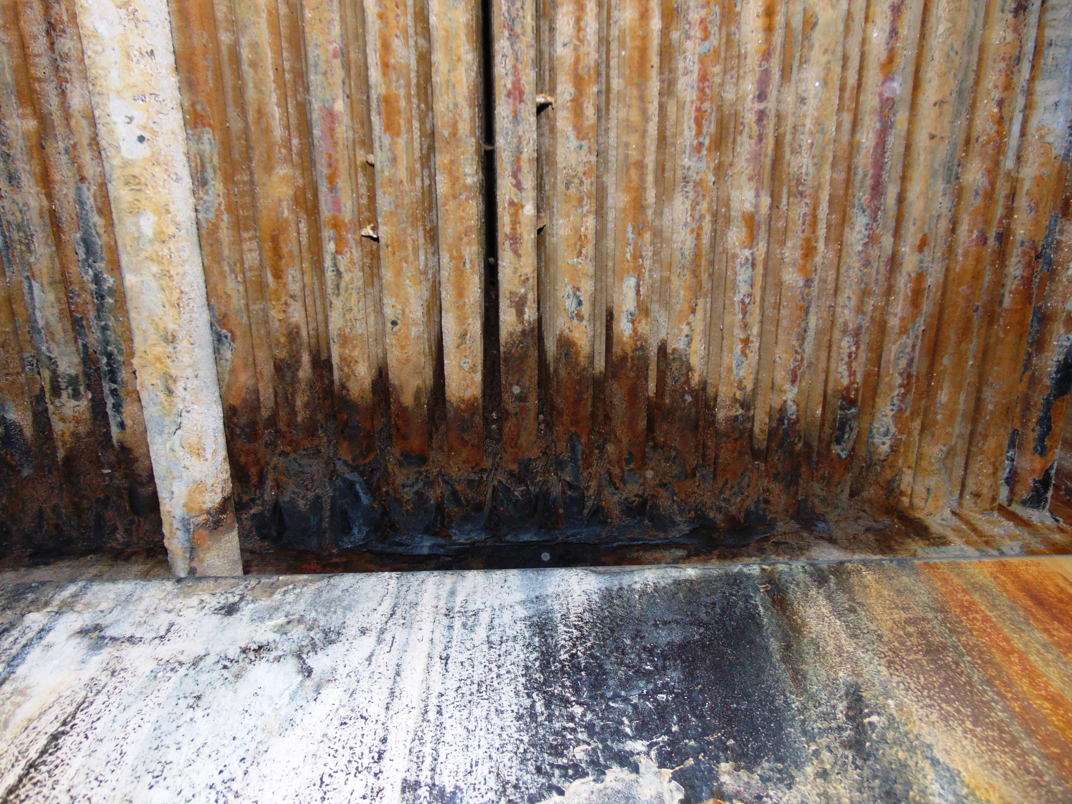 A typical example of acid dew point corrosion in progress in a tubular air heater
